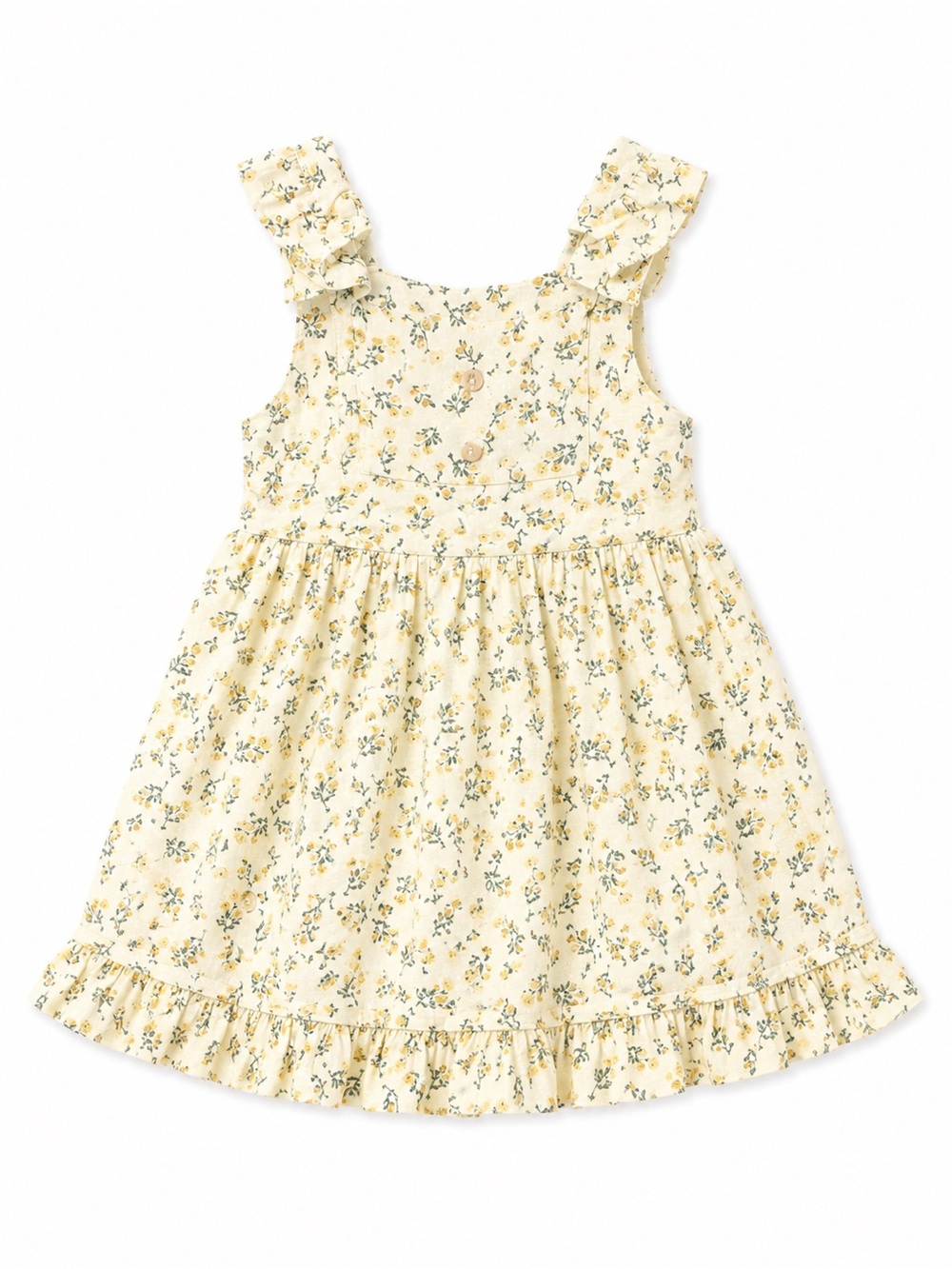 EUC Kate Quinn Girls' Yellow Floral Ruffle Sundress